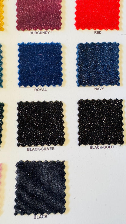 New Sparkling glitter on great quality of stretch velvet 4-way stretch 58/60” Sold by the YD. Ships Worldwide from Los Angeles California