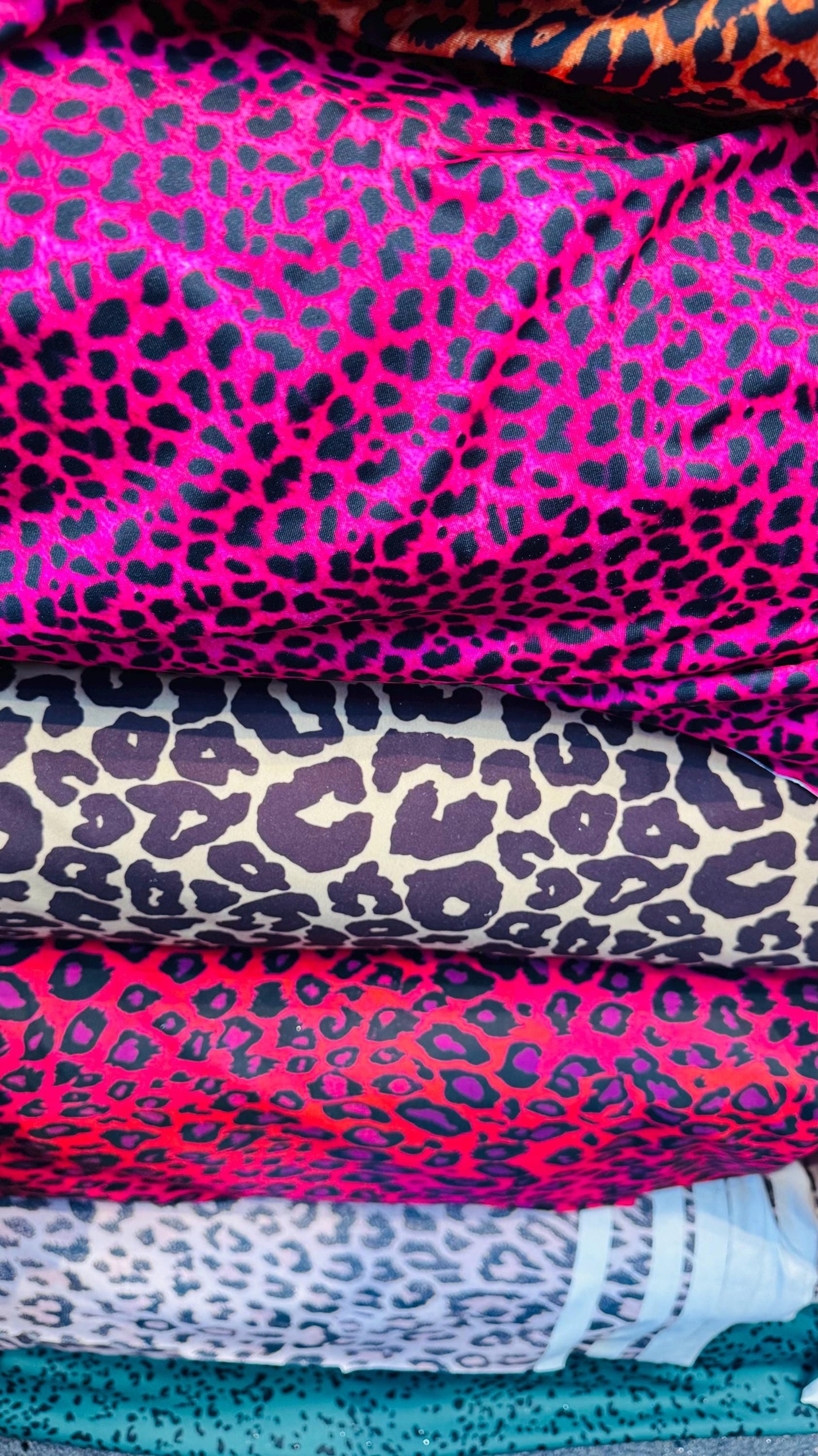 New Exotic Leopard Various designs on 4way stretch Nylon spandex 58/60" Sold by the YD. Ships worldwide from Los Angeles California USA