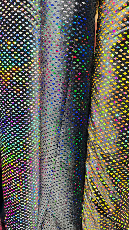 New Diamond Geometric design Sequins on stretch velvet  4-way stretch 58/60” Sold by the YD. Ships worldwide from Los Angeles California