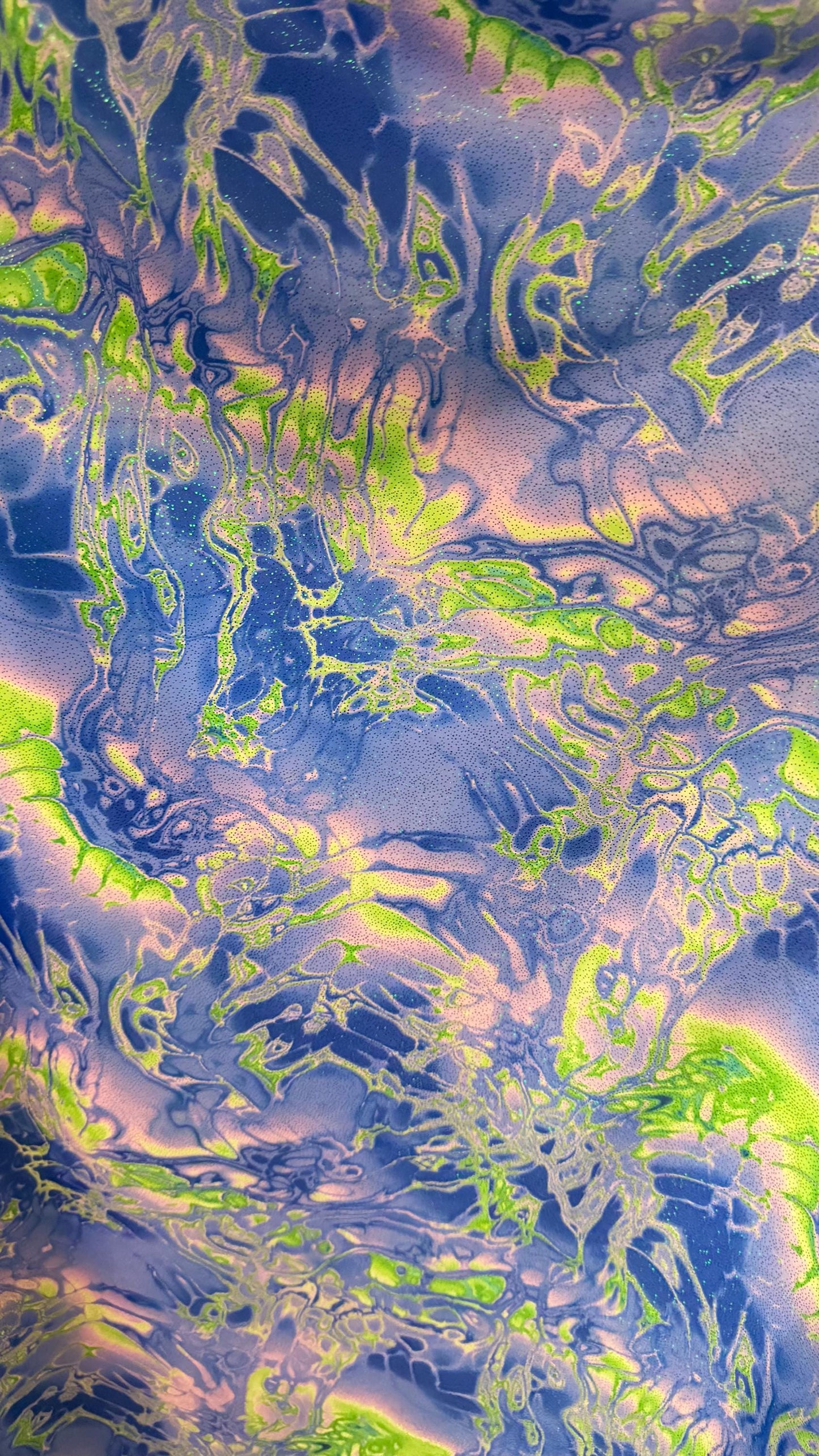 New Modern Abstract Lava Magma Design With Hologram foil nylon spandex 4-Way Stretch 58/60” Sold By The YD. Ships Worldwide From Los Angeles