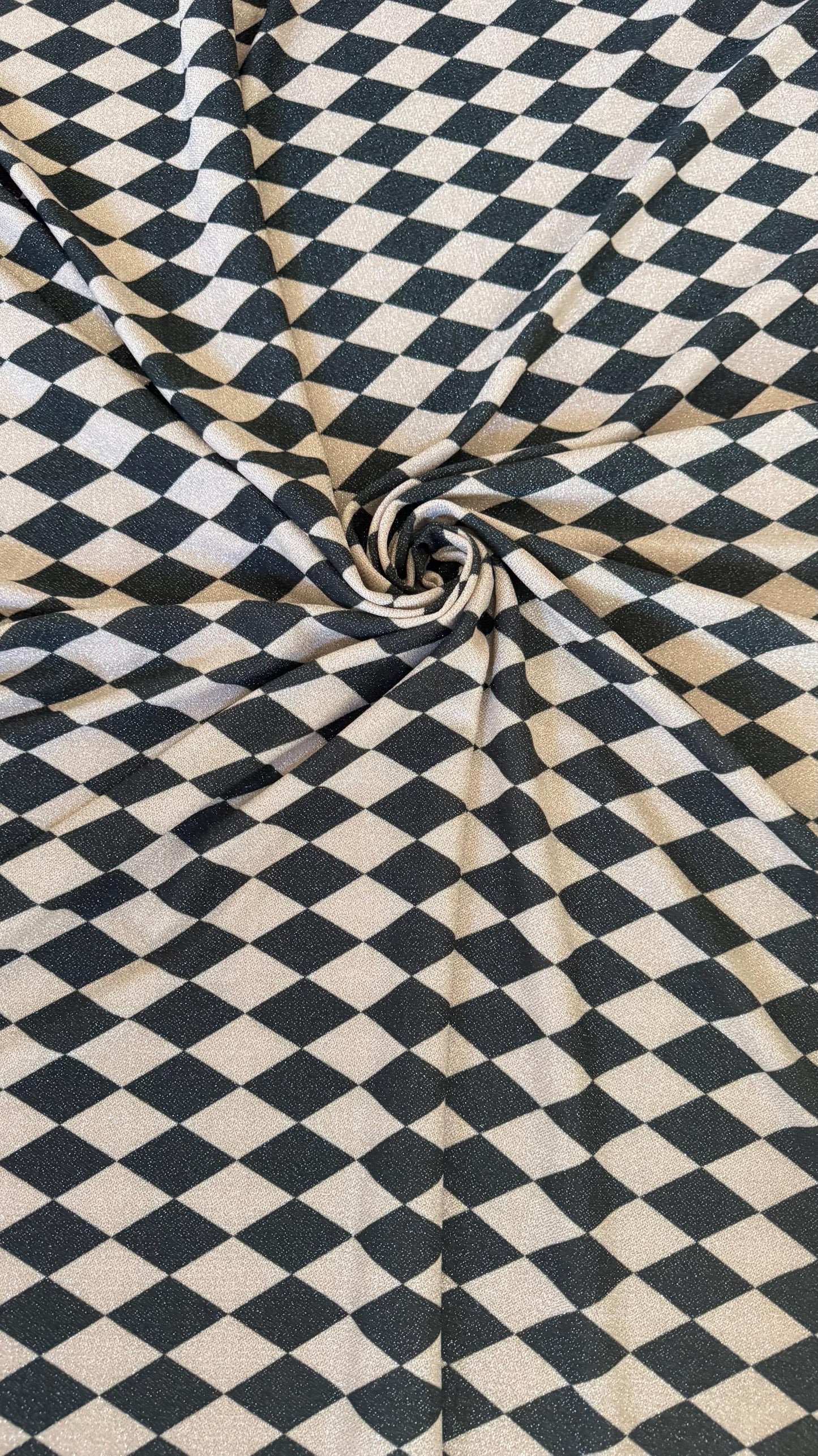Harlequin design Gold/Black on Metallic Lurex spandex 2-way stretch 58/60” High quality fabrics by AlexLAFabrics