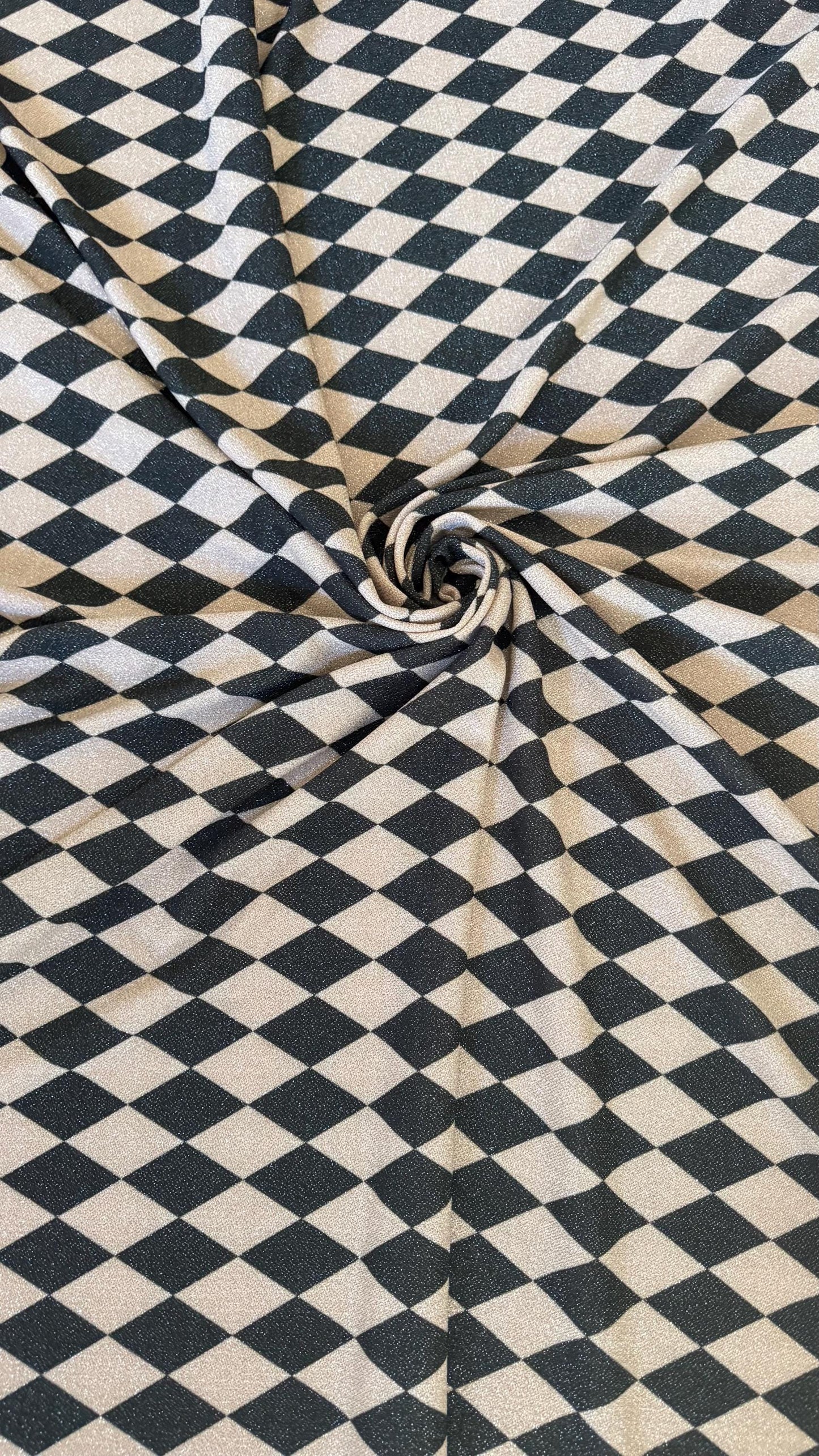 Harlequin design Gold/Black on Metallic Lurex spandex 2-way stretch 58/60” High quality fabrics by AlexLAFabrics