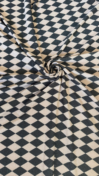 Harlequin design Gold/Black on Metallic Lurex spandex 2-way stretch 58/60” High quality fabrics by AlexLAFabrics