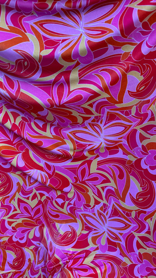 Abstract Floral design print on best quality of  stretch velvet 4way 58/60" Sold by the YD. Ships worldwide from Los Angeles California USA.