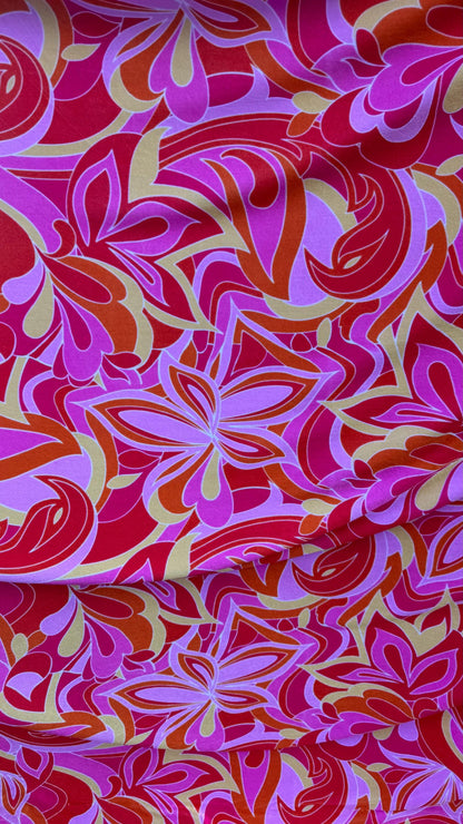 Abstract Floral design print on best quality of  stretch velvet 4way 58/60" Sold by the YD. Ships worldwide from Los Angeles California USA.