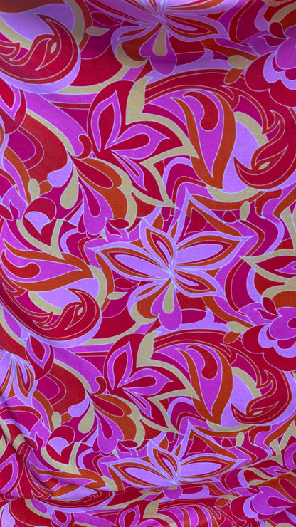 Abstract Floral design print on best quality of  stretch velvet 4way 58/60" Sold by the YD. Ships worldwide from Los Angeles California USA.