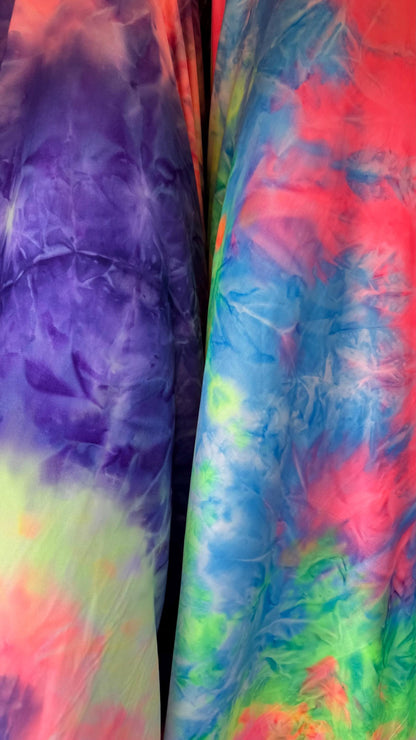 New Tie Dye Print on poly  spandex 4way Stretch 58/60" Sold by the YD. Ships worldwide from Los Angeles California USA. High quality fabrics