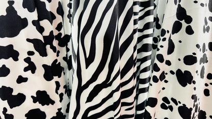 Exotic Animals designs print on super shiny satin spandex 4-way stretch 58/60” High quality spandex fabrics by AlexLAFabrics