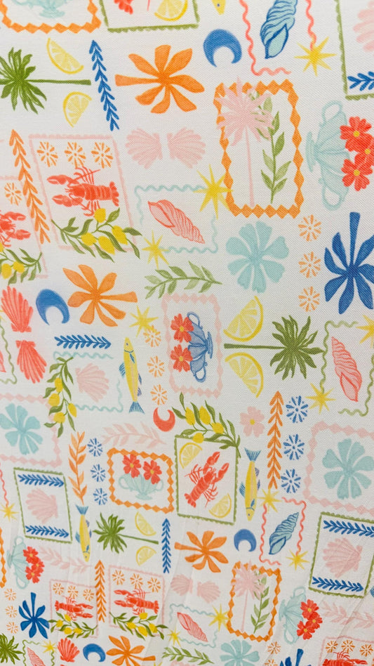 New Sea tropical design print on best quality of power mesh 4way stretch 58/60" Sold by the YD. Ships worldwide from Los Angeles California