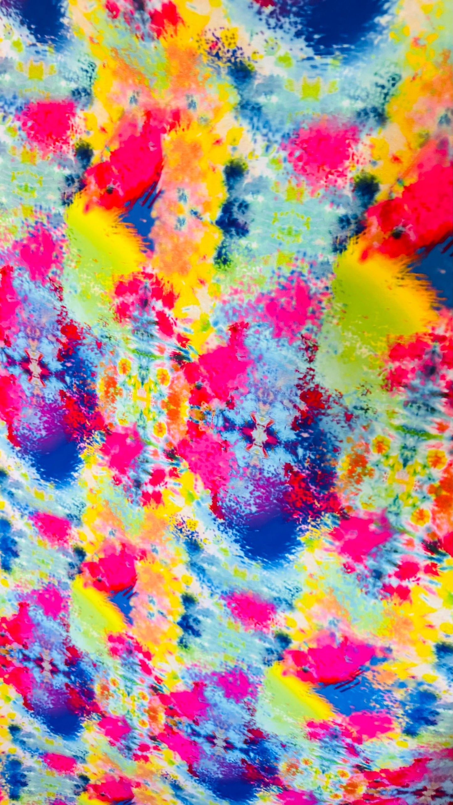New tie dye multicolor print on best quality of Poly spandex 4-way stretch 58/60” Sold by the YD. Ships Worldwide from Los Angeles Californi