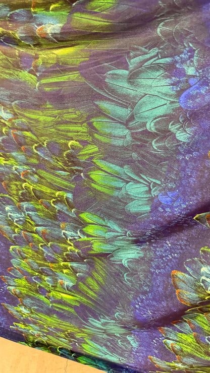New Feathers Peacock design on heavy stretch velvet 4way stretch 58/60" Sold by the YD. Ships worldwide from Los Ángeles California USA.