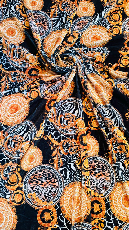 New Fashion Brand design print on heavy stretch velvet 4way stretch 58/60" Sold by the YD. Ships worldwide from Los Ángeles California USA