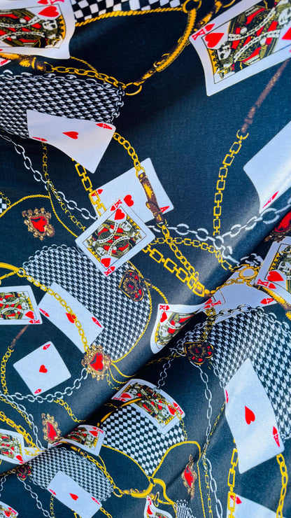 NEW Luxury Playing Cards design print on great quality of stretch velvet 4-way stretch 58/60” Sold by the YD. High quality fabrics