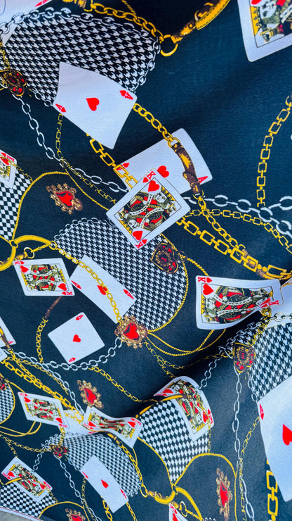 NEW Luxury Playing Cards design print on great quality of stretch velvet 4-way stretch 58/60” Sold by the YD. High quality fabrics