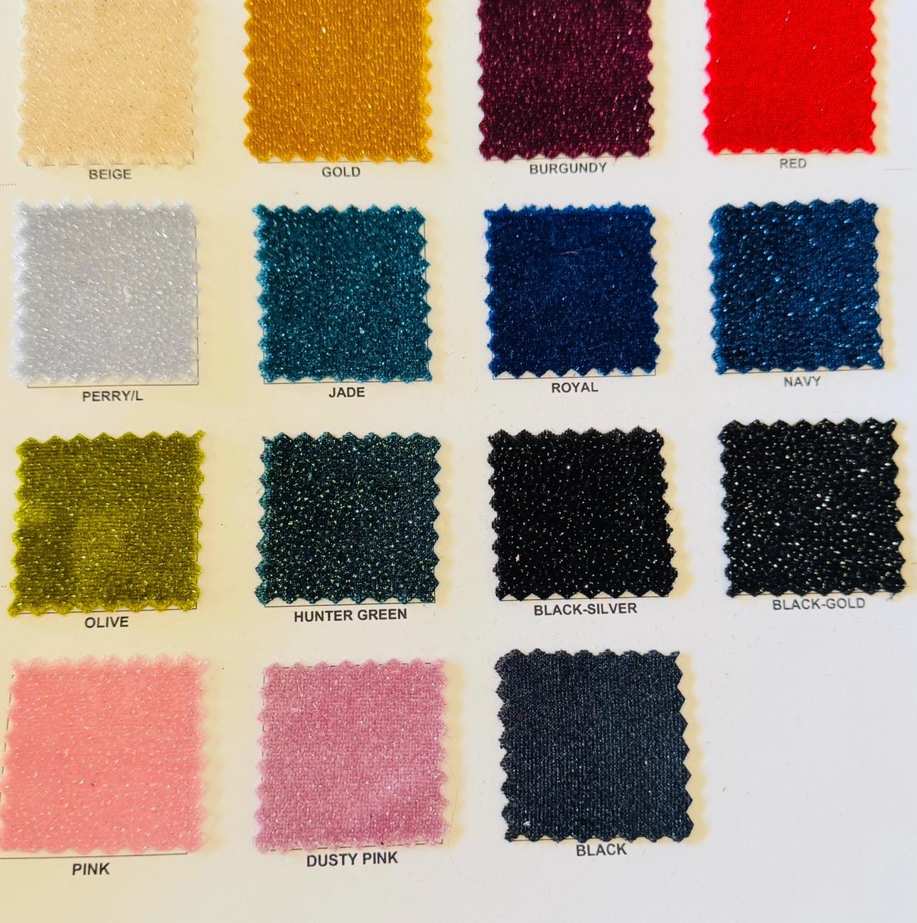 New Sparkling glitter on great quality of stretch velvet 4-way stretch 58/60” Sold by the YD. Ships Worldwide from Los Angeles California