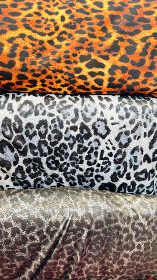 New Exotic Leopard Various designs on 4way stretch Nylon spandex 58/60" Sold by the YD. Ships worldwide from Los Angeles California USA