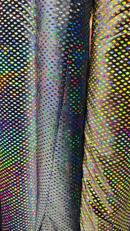 New Diamond Geometric design Sequins on stretch velvet  4-way stretch 58/60” Sold by the YD. Ships worldwide from Los Angeles California