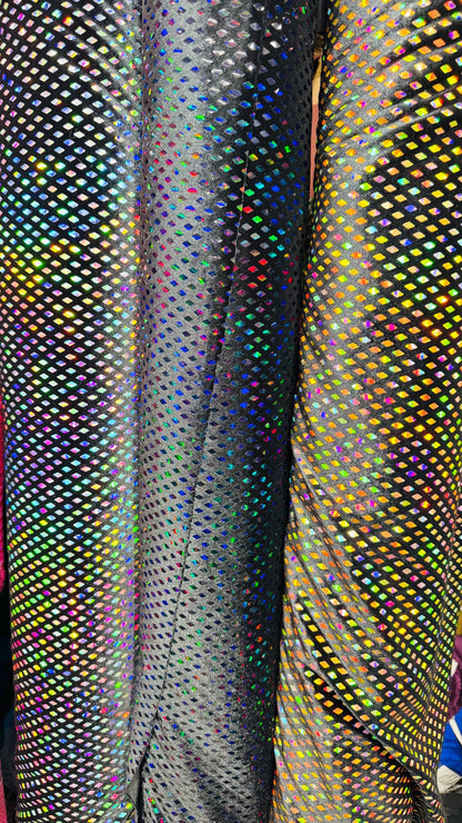 New Diamond Geometric design Sequins on stretch velvet  4-way stretch 58/60” Sold by the YD. Ships worldwide from Los Angeles California