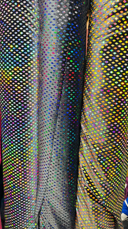 New Diamond Geometric design Sequins on stretch velvet  4-way stretch 58/60” Sold by the YD. Ships worldwide from Los Angeles California