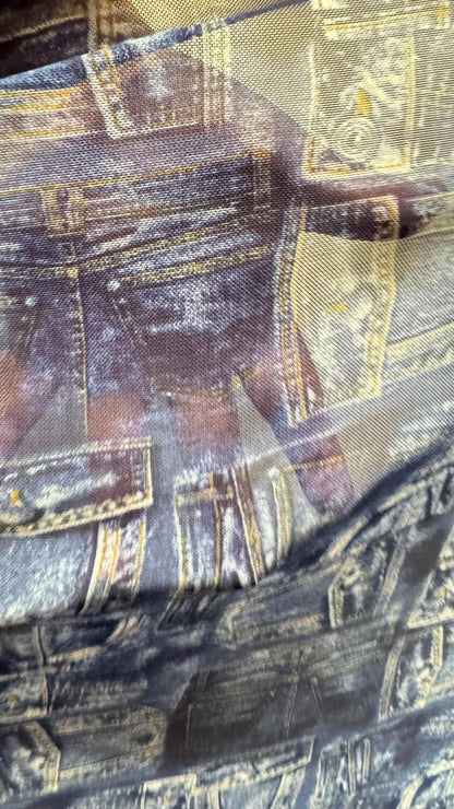 NEW Denim Jeans design Indigo Color print on great quality of power mesh 4-way stretch 58/60” High Quality fabrics by AlexLAFabrics