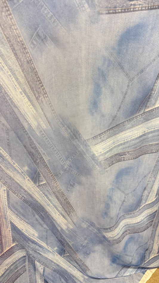 NEW Denim Jeans Beyonce design print on great quality of power mesh 4-way stretch 58/60” High Quality fabrics by AlexLAFabrics