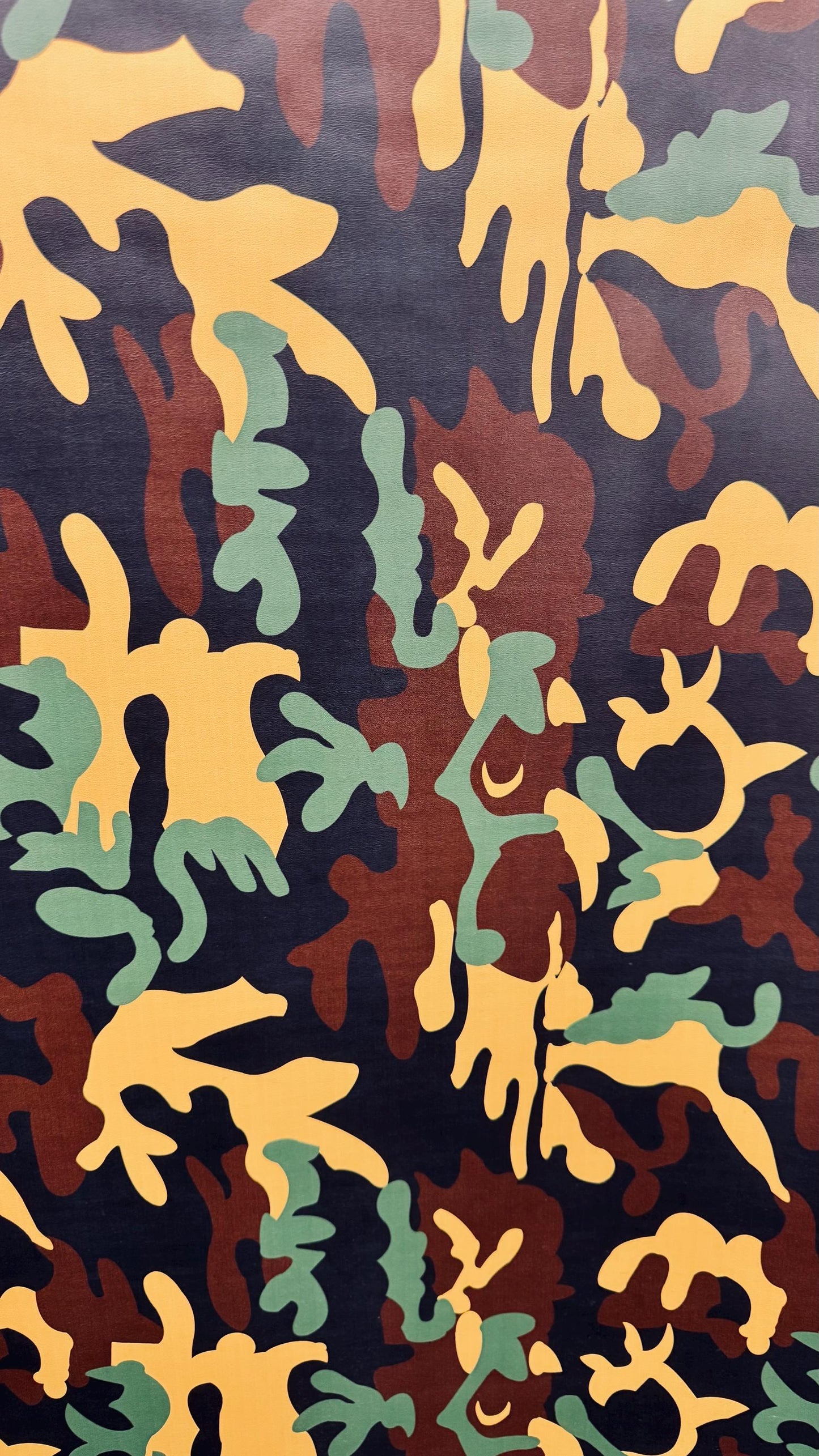 New Camouflage design on  heavy vinyl non stretch 58/60" Sold by the YD. Ships worldwide from Los Angeles California USA.
