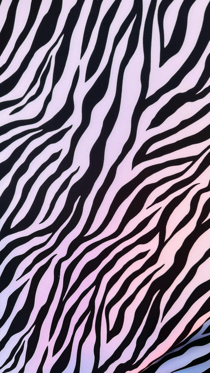 Zebra Exotic design print on super techno Neoprene spandex 2-way stretch 58/60” Sold by the YD. Ships Worldwide from Los Angeles California