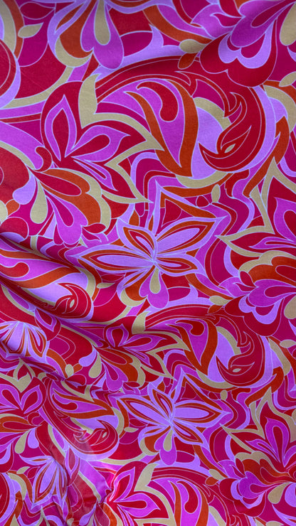 Abstract Floral design print on best quality of  stretch velvet 4way 58/60" Sold by the YD. Ships worldwide from Los Angeles California USA.