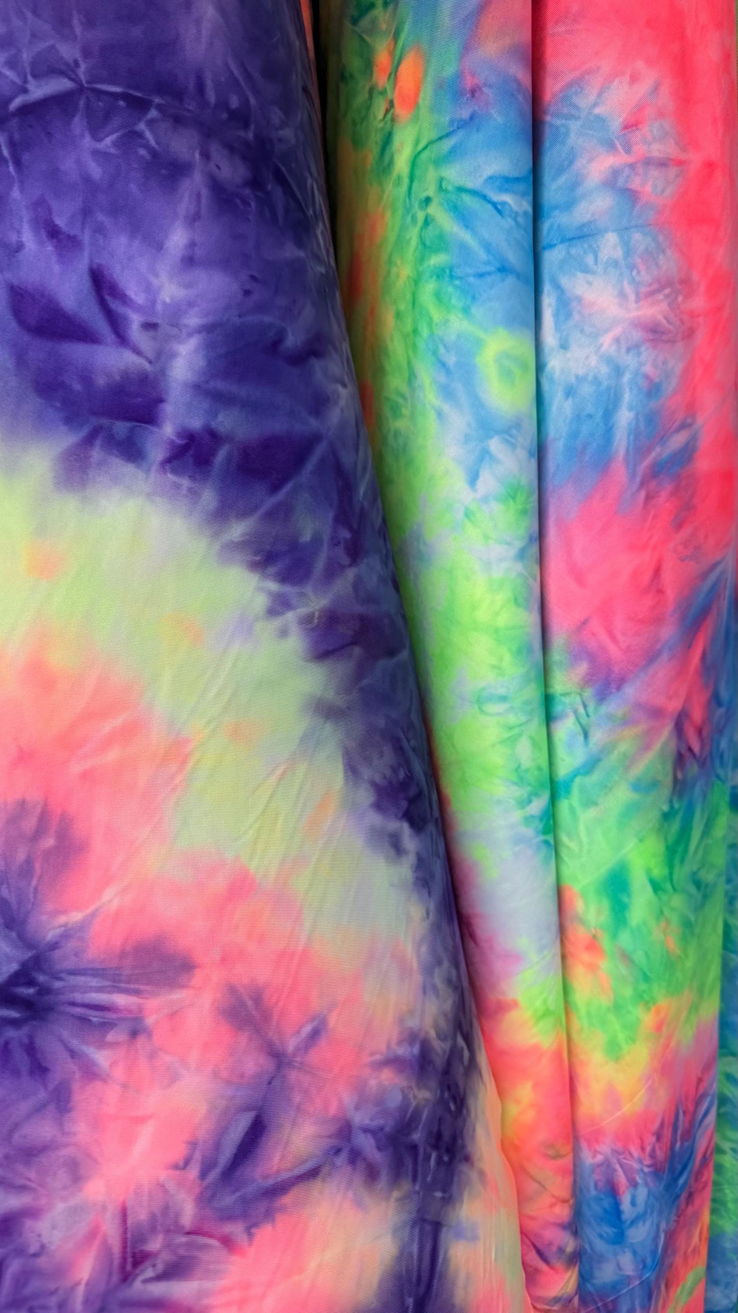 New Tie Dye Print on poly  spandex 4way Stretch 58/60" Sold by the YD. Ships worldwide from Los Angeles California USA. High quality fabrics