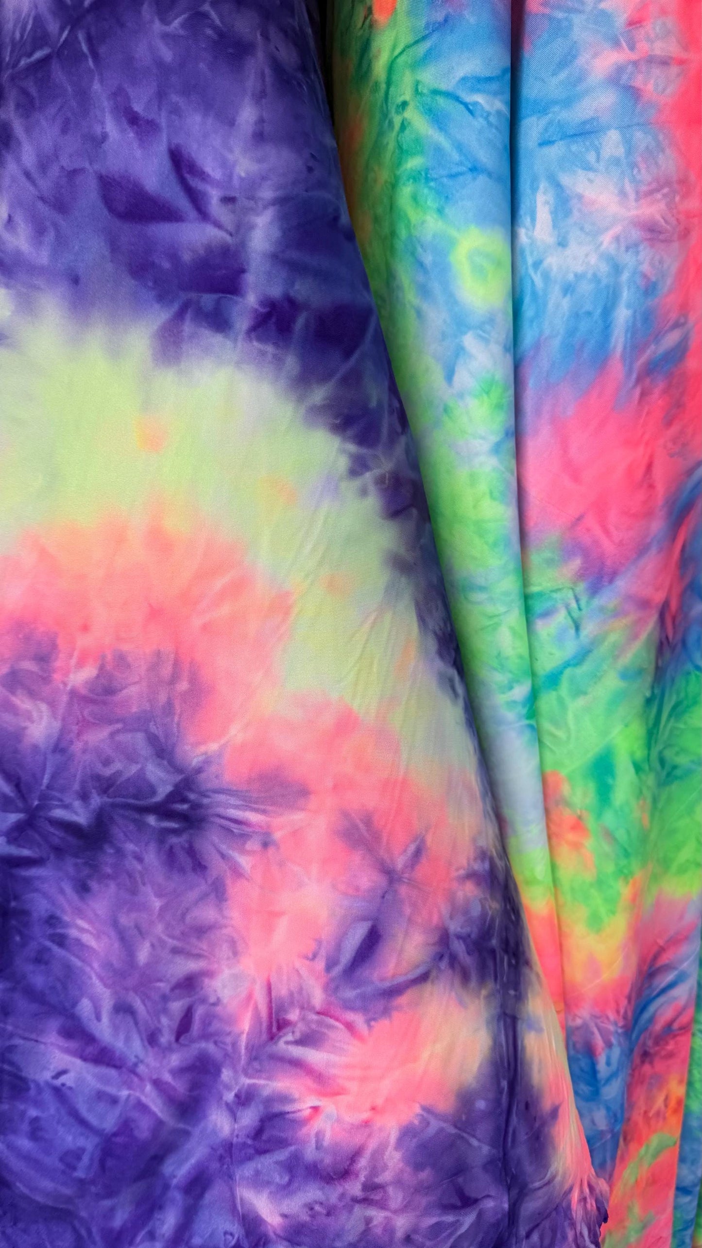 New Tie Dye Print on poly  spandex 4way Stretch 58/60" Sold by the YD. Ships worldwide from Los Angeles California USA. High quality fabrics