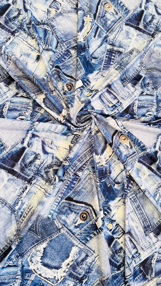 Denim Jeans design print on great quality of nylon spandex 4-way stretch 58/60” High Quality fabrics by AlexLAFabrics