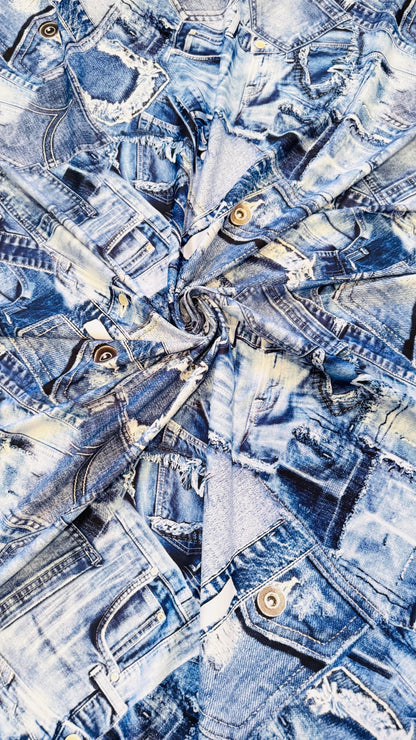 Denim Jeans design print on great quality of nylon spandex 4-way stretch 58/60” High Quality fabrics by AlexLAFabrics