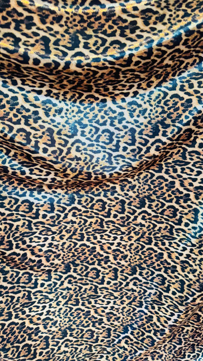 New Jaguar design metallic nylon spandex with foggy foil 4-way stretch i 58/60” Sold by the YD. Ships worldwide from Los Angeles California