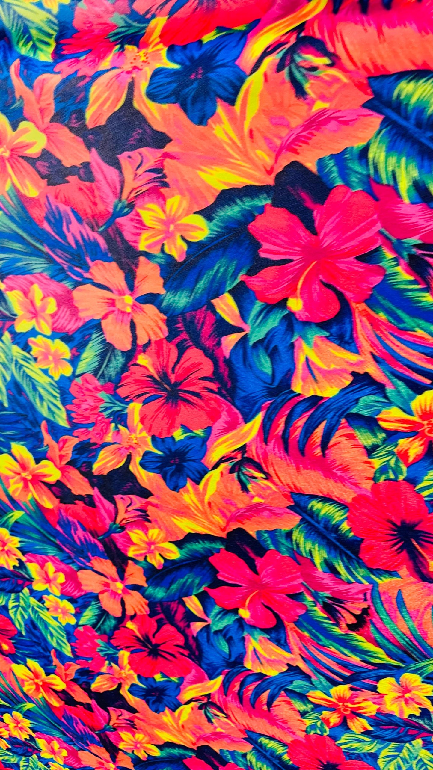 Hawaiian flower design colorful print on best quality of stretch velvet 4-way stretch 58/60” Sold by the YD. High quality fabrics