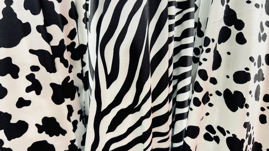 Exotic Animals designs print on super shiny satin spandex 4-way stretch 58/60” High quality spandex fabrics by AlexLAFabrics