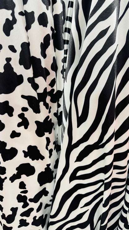 Exotic Animals designs print on super shiny satin spandex 4-way stretch 58/60” High quality spandex fabrics by AlexLAFabrics