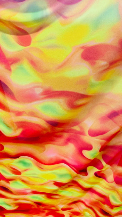 New Lava Magma abstract design on nylon power mesh 4way stretch 58/60" Sold by the YD. Ships worldwide from Los Angeles California USA.