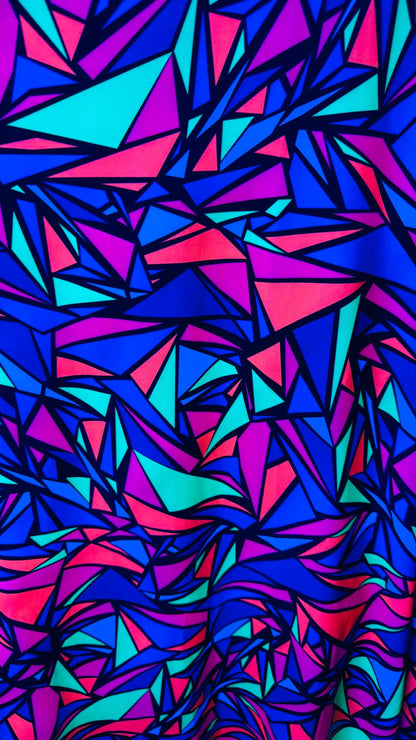 New UV light reflective fabric abstract Shattered Glass design Multicolor on best quality of nylon spandex 4way stretch 58/60" Sold by the Y