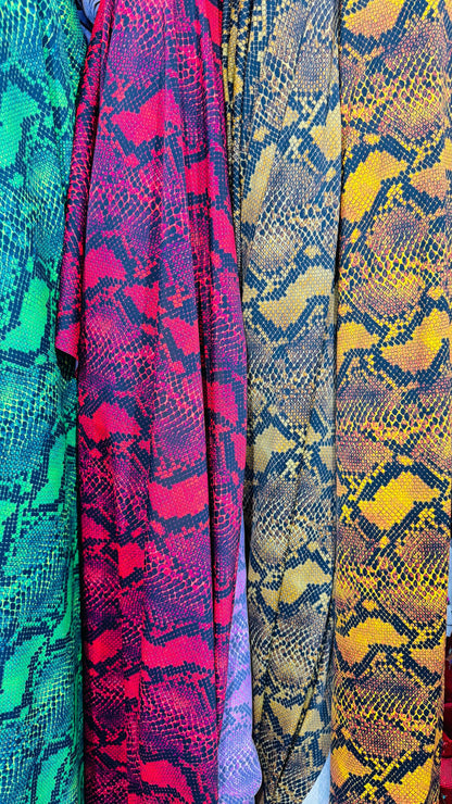 New Python Snake design print on heavy weight nylon spandex 4way stretch 58/60" Sold by the YD. Ships worldwide from Los Angeles California