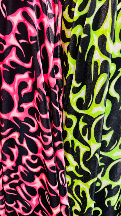 NEW Luxury Flames design print on great quality of stretch velvet 4-way stretch 58/60” Sold by the YD. Ships Worldwide from Los Angeles CA