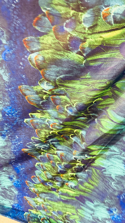 New Feathers Peacock design on heavy stretch velvet 4way stretch 58/60" Sold by the YD. Ships worldwide from Los Ángeles California USA.