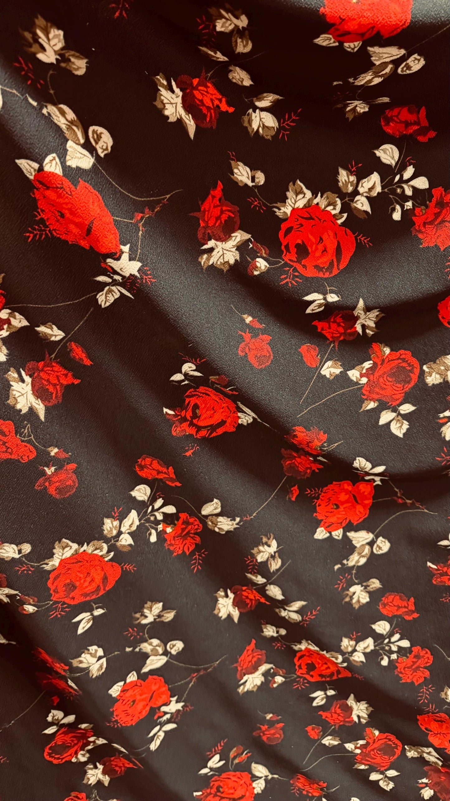 New flower design on poly spandex medium weight 4-way stretch 58/60” Sold by the YD. Ships worldwide from Los Angeles California USA.