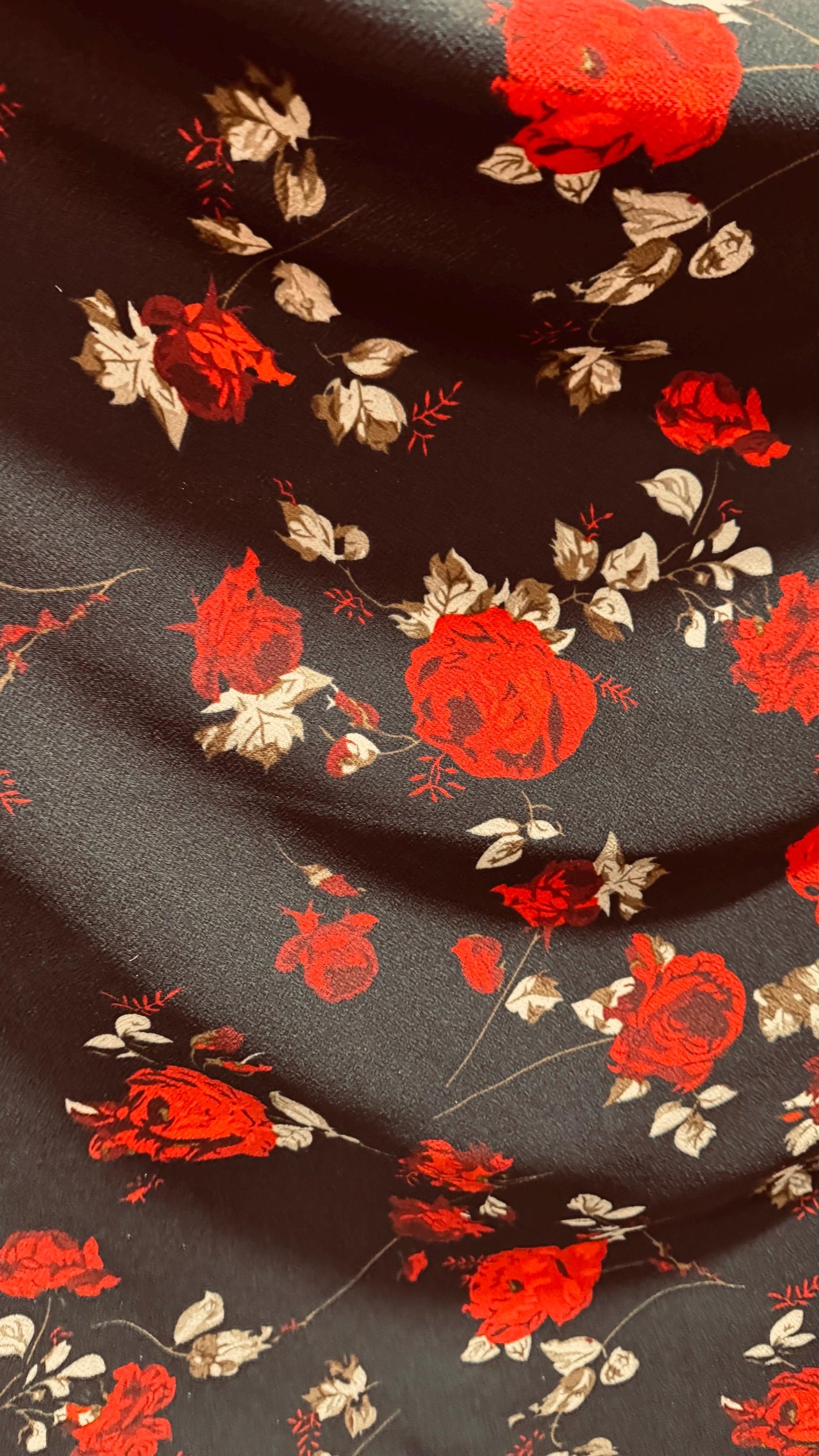 New flower design on poly spandex medium weight 4-way stretch 58/60” Sold by the YD. Ships worldwide from Los Angeles California USA.