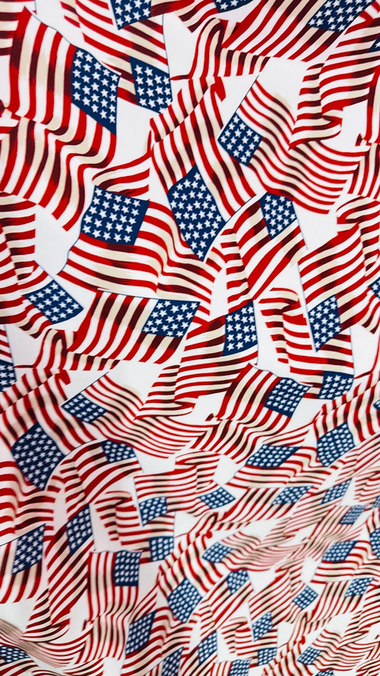 American flag Freedom design print on heavy nylon spandex 4way stretch 58/60" Sold by the YD. Ships worldwide from Los Angeles California US