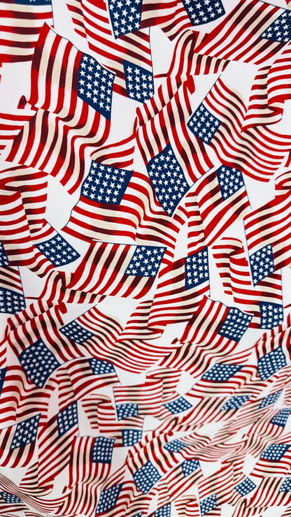 American flag Freedom design print on heavy nylon spandex 4way stretch 58/60" Sold by the YD. Ships worldwide from Los Angeles California US
