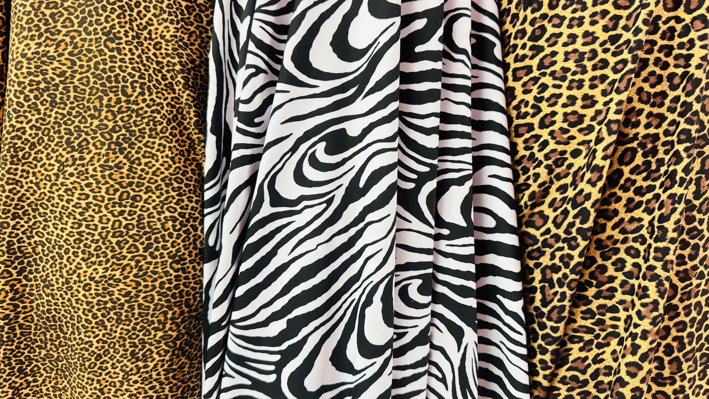 Wild Exotic Animals prints on great quality of nylon spandex 4way stretch 58/60” Sold by the YD. Ships worldwide from Los Angeles California