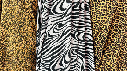 Wild Exotic Animals prints on great quality of nylon spandex 4way stretch 58/60” Sold by the YD. Ships worldwide from Los Angeles California