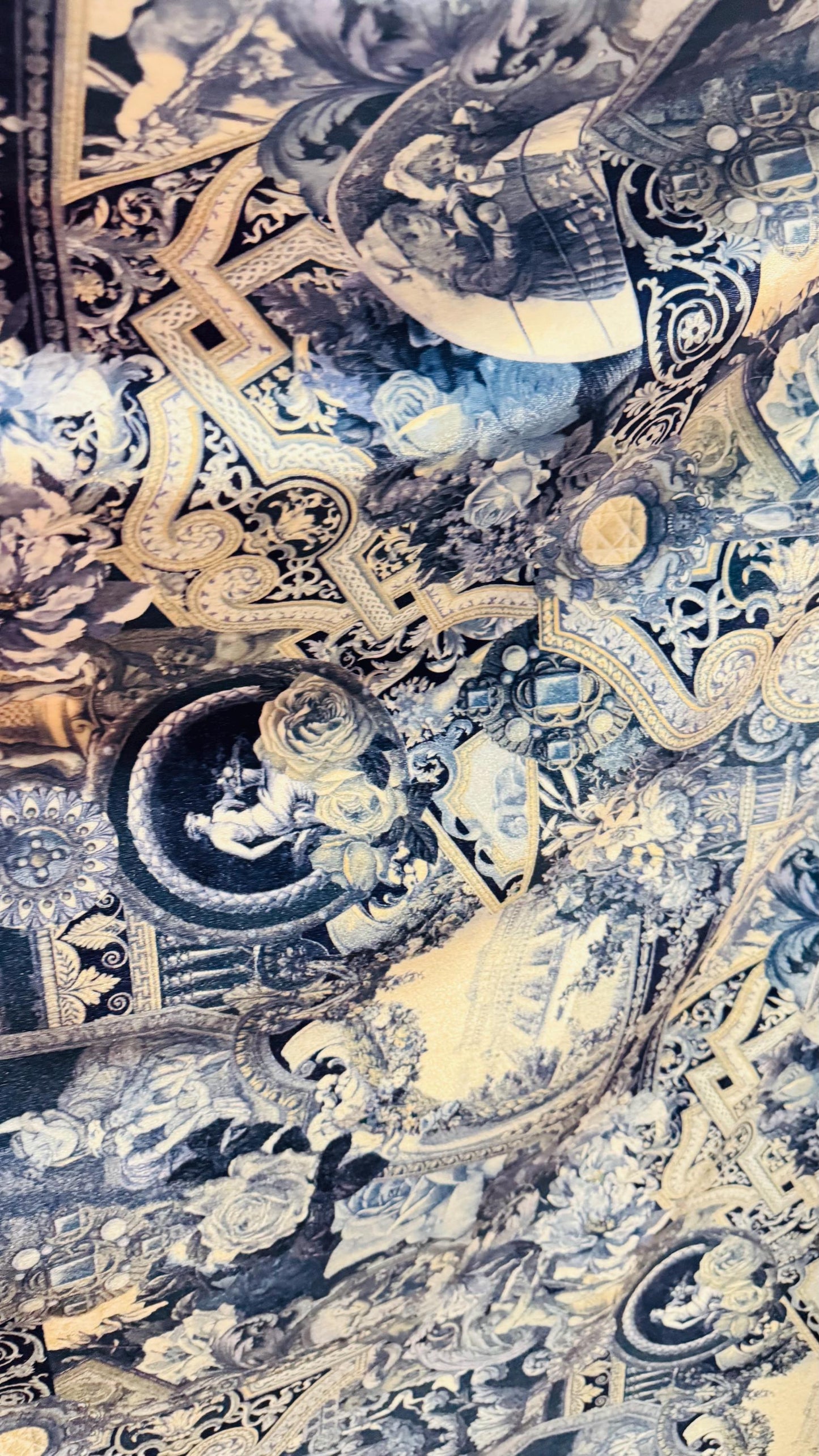 Elegant Baroque design print on great quality of stretch velvet 4-way stretch 58/60” Sold by the YD. Ships Worldwide from Los Angeles CA