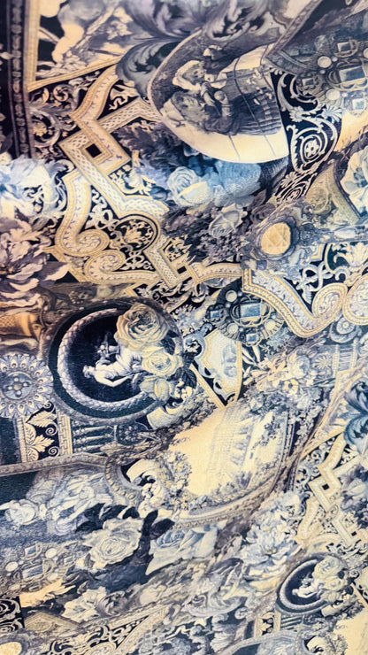 Elegant Baroque design print on great quality of stretch velvet 4-way stretch 58/60” Sold by the YD. Ships Worldwide from Los Angeles CA