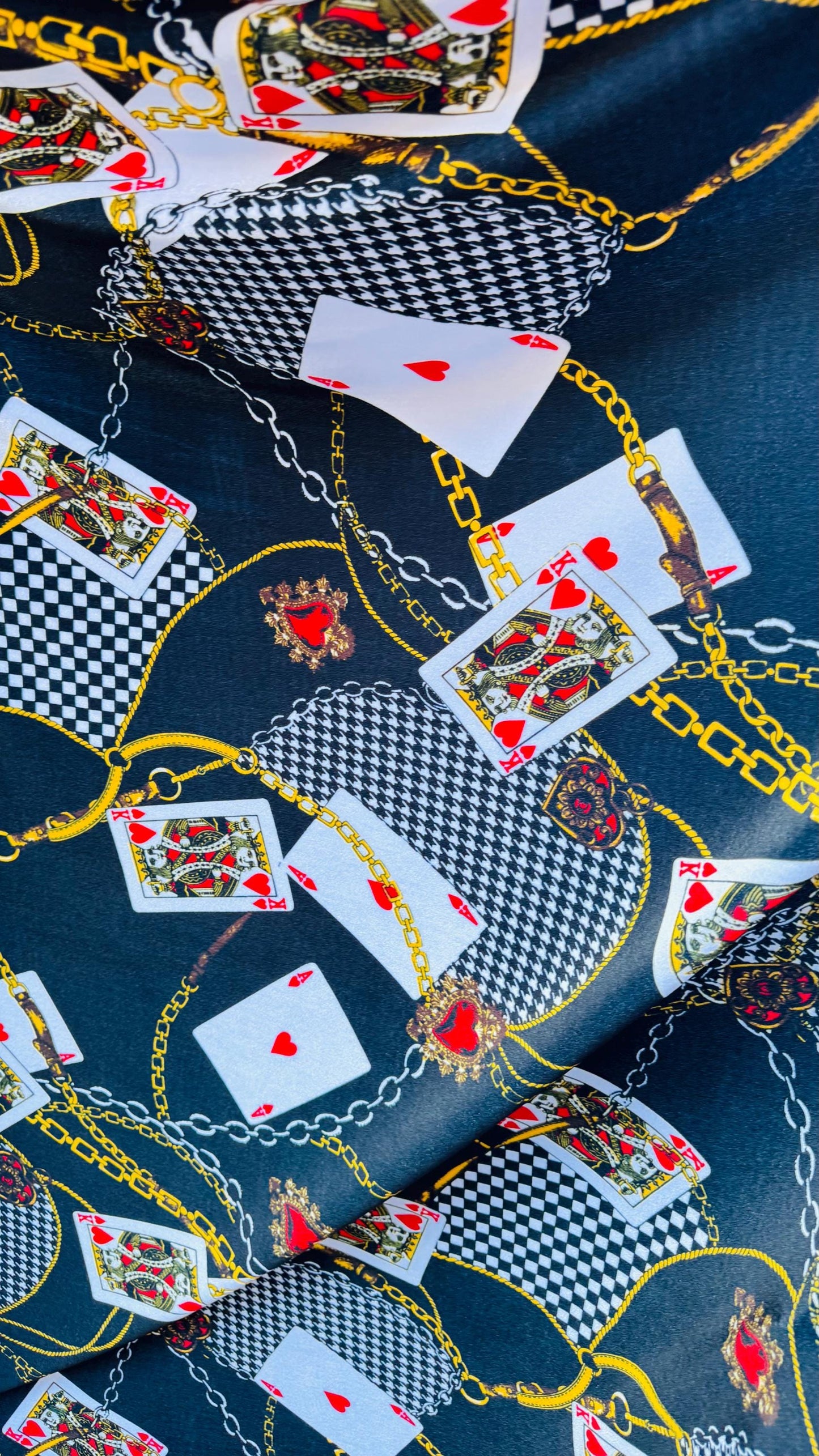 NEW Luxury Playing Cards design print on great quality of stretch velvet 4-way stretch 58/60” Sold by the YD. High quality fabrics